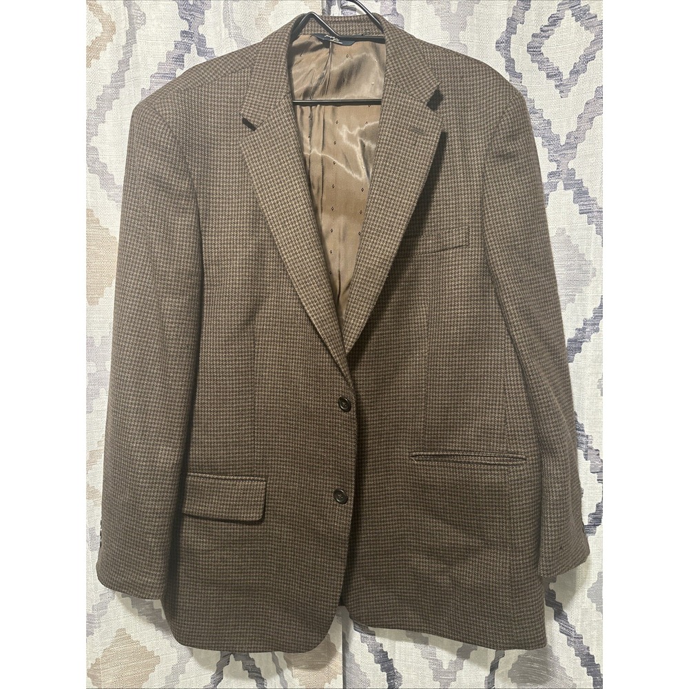 Joseph & Feiss Men's Brown Glen Plaid Sport Coat Blazer 100% Lambs Wool 43R